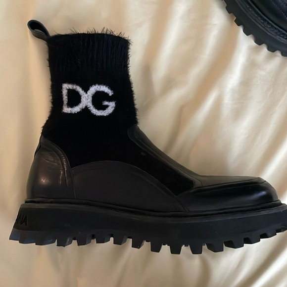 Dolce & Gabbana Shoes - Super cute Dolce and Gabbana combat boots. They have a fuzzy sock-like upper.